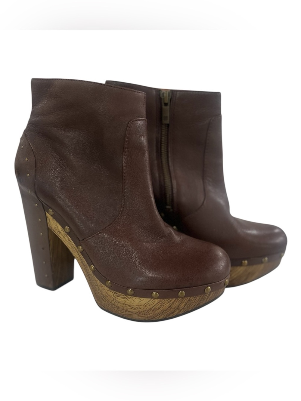 Lucky Brand Terrace Studded Ankle Boots Women's Brown Leather 1970 Inspired 8 .5